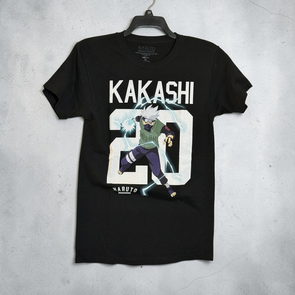 Naruto Shippuden Kakashi Hatake Graphic T-Shirt Black Mens Small Viz Media NWOT
